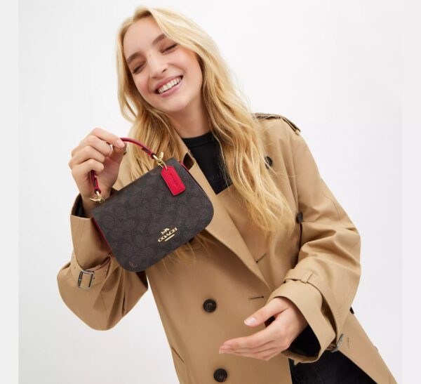 COACH Lysa Top Handle Bag in signature Brown Red