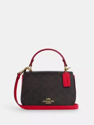 COACH Lysa Top Handle Bag in signature Brown Red