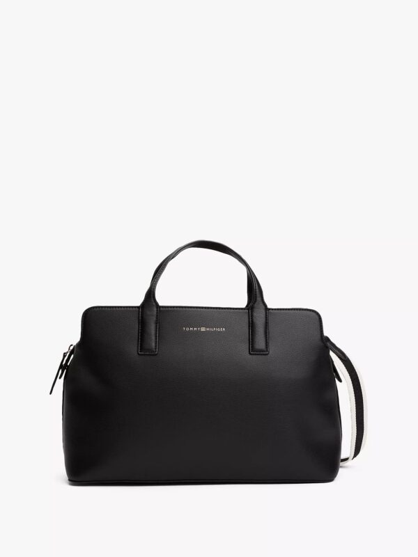 TOMMY HILFIGER Logo Tape Satchel in Black