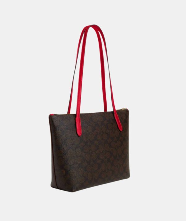 COACH Fiona Small Tote Bag in Signature Brown Red