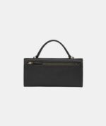 KARL LAGERFELD Jaqueline Small Leather Top Handle Clutch on Chain In Black Gold