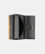 KARL LAGERFELD Jaqueline Small Leather Top Handle Clutch on Chain In Black Gold