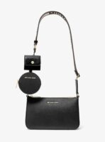 MICHAEL KORS Jet Set Saffiano Leather Crossbody Bag with Case for Apple Airpods Pro in Black