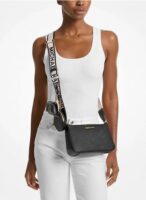 MICHAEL KORS Jet Set Saffiano Leather Crossbody Bag with Case for Apple Airpods Pro in Black