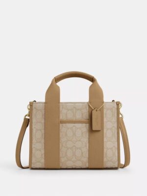 Coach Cabas Smith Mini Tote Bag in signature Beige Kaki