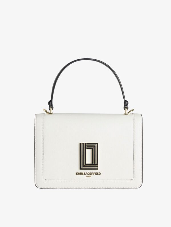 KARL LAGERFELD Simone Top Handle Signature Strap Crossbody Bag In Winter White