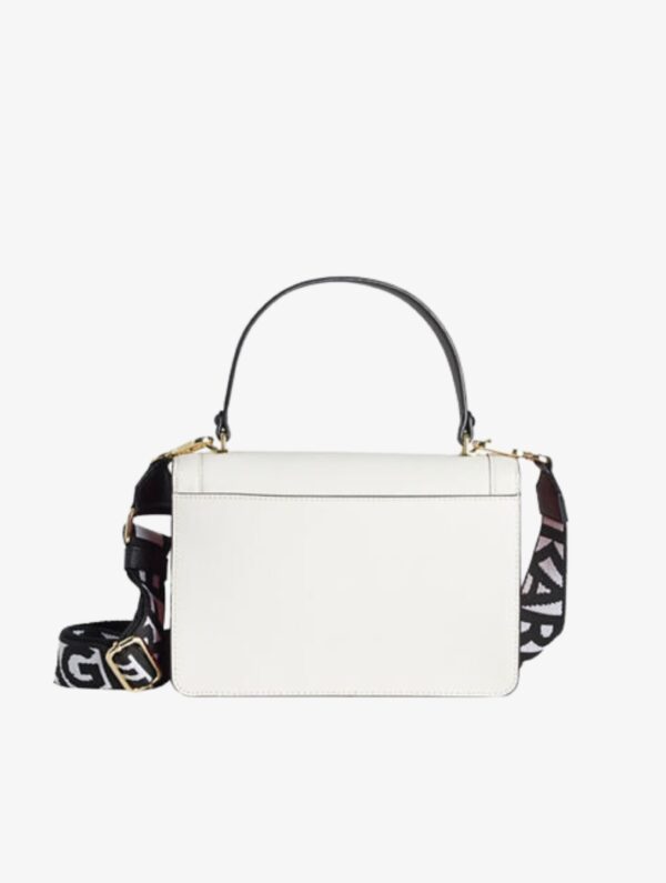 KARL LAGERFELD Simone Top Handle Signature Strap Crossbody Bag In Winter White