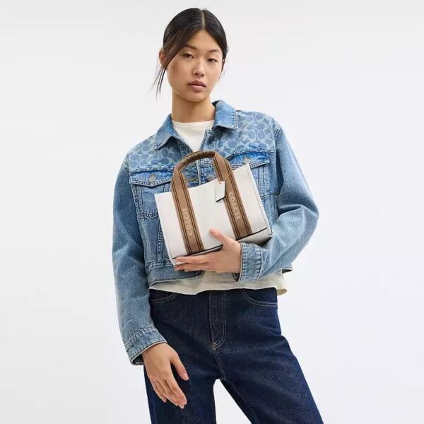 Coach Cabas Smith Mini Tote Bag in Leather Gold Chalk