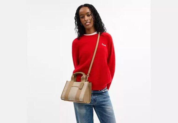 Coach Cabas Smith Mini Tote Bag in signature Beige Kaki