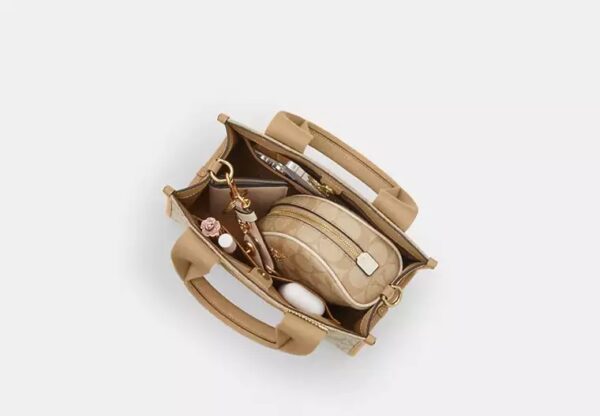 Coach Cabas Smith Mini Tote Bag in signature Beige Kaki