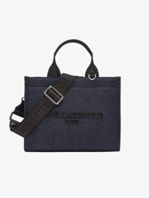 KARL LAGERFELD Kristina Small Tote Bag With Top Zipper In Denim Blue