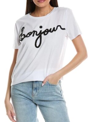 Karl Lagerfeld BONJOUR TEE WHITE TSHIRT IN WHITE