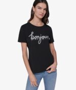 Karl Lagerfeld Bonjour Typography tee Black tshirt