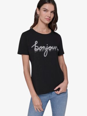 Karl Lagerfeld Bonjour Typography tee Black tshirt