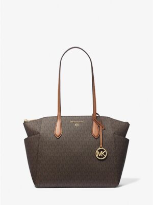MICHAEL KORS Marilyn Medium Logo Tote Bag in Signature Brown