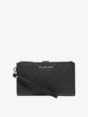 MICHAEL KORS Double zipper Smartphone wallet in Signature Black