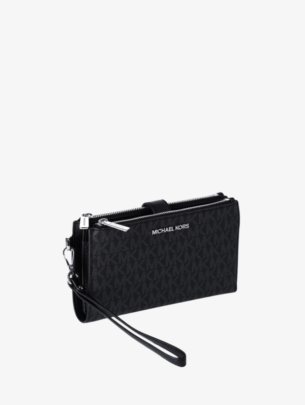 MICHAEL KORS Double zipper Smartphone wallet in Signature Black