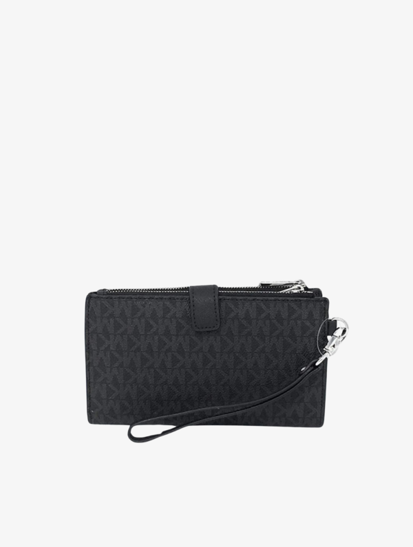 MICHAEL KORS Double zipper Smartphone wallet in Signature Black