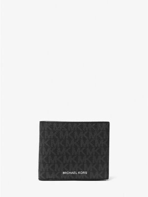 MICHAEL KORS Men Greyson Logo Billfold Wallet With Coin Pocket in Signature Black