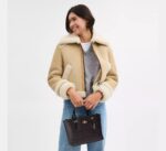 COACH Mollie Medium Tote Bag in Signature Canvas Brown Black