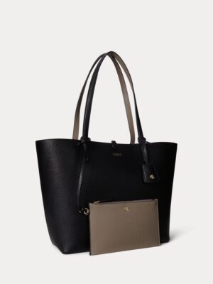 Ralph Lauren Reversible Medium Tote In Taupe & BLack With Wristlet