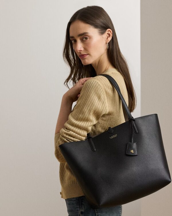 Ralph Lauren Reversible Medium Tote In Taupe & BLack With Wristlet