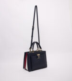 TOMMY HILFIGER Medium Logo Detail Satchel Bag in Navy Blue with Stripes