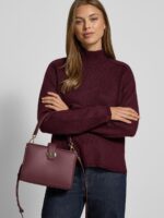 TOMMY HILFIGER Monogram Clasp Mini Satchel Bag in Burgundy
