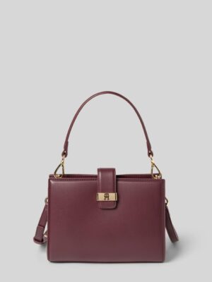 TOMMY HILFIGER Monogram Clasp Mini Satchel Bag in Burgundy