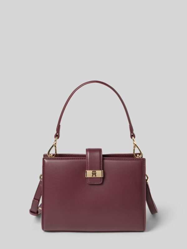 TOMMY HILFIGER Monogram Clasp Mini Satchel Bag in Burgundy
