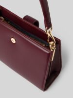 TOMMY HILFIGER Monogram Clasp Mini Satchel Bag in Burgundy