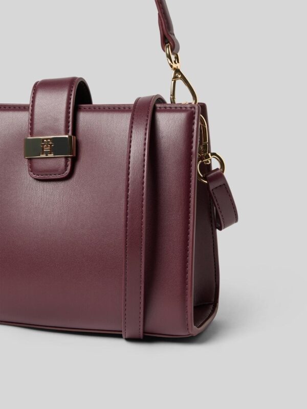TOMMY HILFIGER Monogram Clasp Mini Satchel Bag in Burgundy