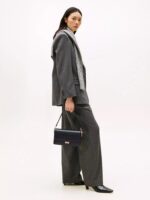 TOMMY HILFIGER Monogram Clasp Convertible Crossbody Bag in Black