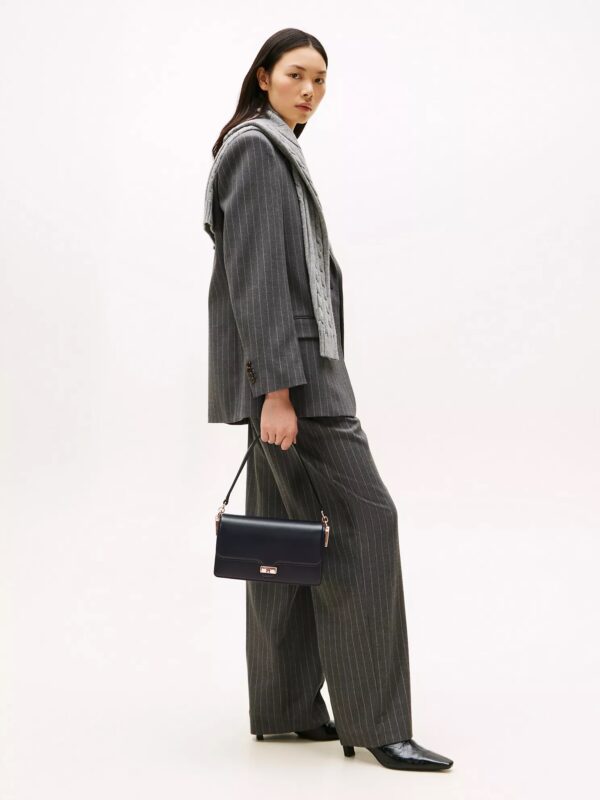 TOMMY HILFIGER Monogram Clasp Convertible Crossbody Bag in Black