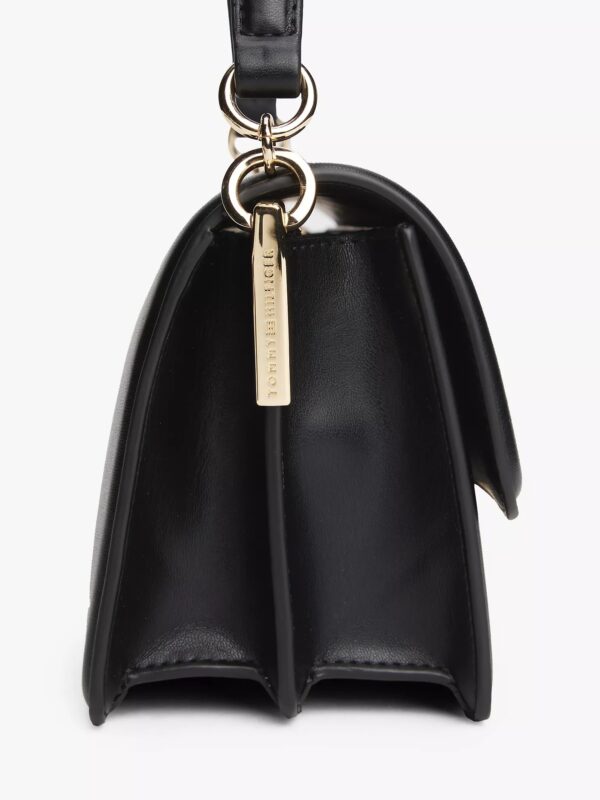 TOMMY HILFIGER Monogram Clasp Convertible Crossbody Bag in Black