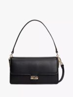 TOMMY HILFIGER Monogram Clasp Convertible Crossbody Bag in Black