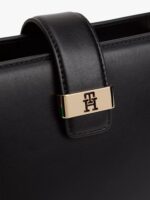 TOMMY HILFIGER Monogram Clasp Mini Satchel Bag in Black