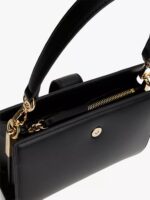 TOMMY HILFIGER Monogram Clasp Mini Satchel Bag in Black