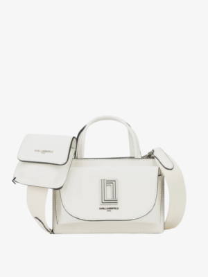 KARL LAGERFELD Simone Leather Crossbody Bag in Winter White