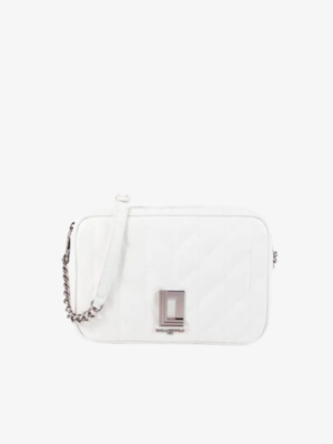 KARL LAGERFELD Leather Quilted Crossbody Bag in White