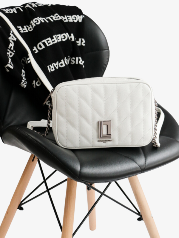 KARL LAGERFELD Leather Quilted Crossbody Bag in White