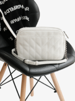 KARL LAGERFELD Leather Quilted Crossbody Bag in White