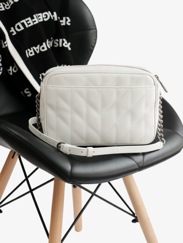 KARL LAGERFELD Leather Quilted Crossbody Bag in White