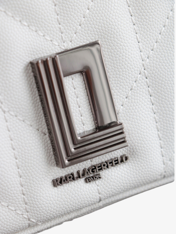 KARL LAGERFELD Leather Quilted Crossbody Bag in White