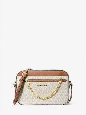 MICHAEL KORS Jet Set Large Chain Crossbody Bag in Signature Cream