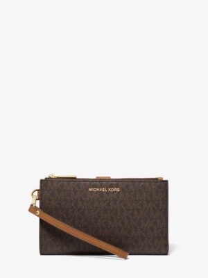 MICHAEL KORS Double Zipper Smartphone Wallet in Signature Brown