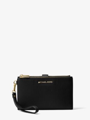 MICHAEL KORS Double Zipper Smartphone Wallet in Signature Black