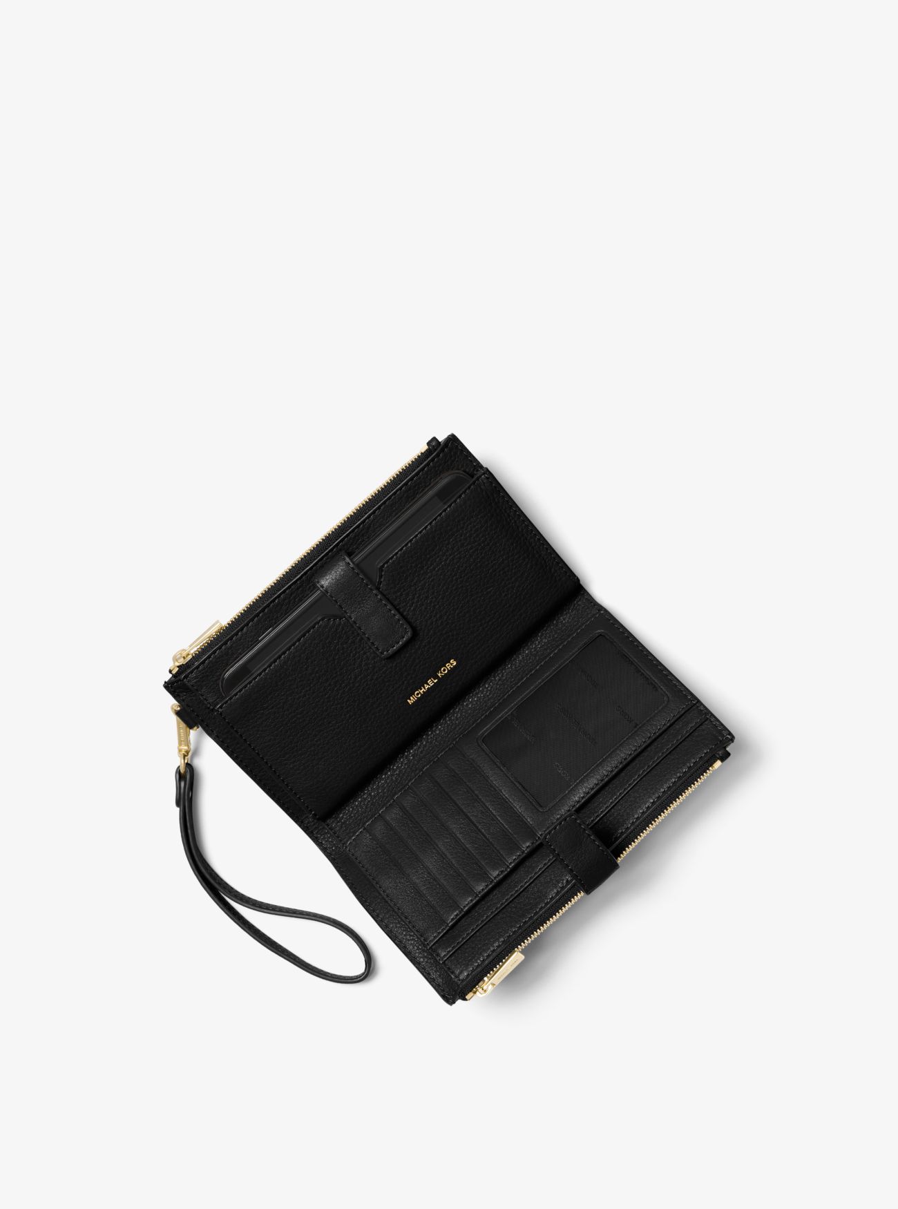 MICHAEL KORS Double Zipper Smartphone Wallet in Black