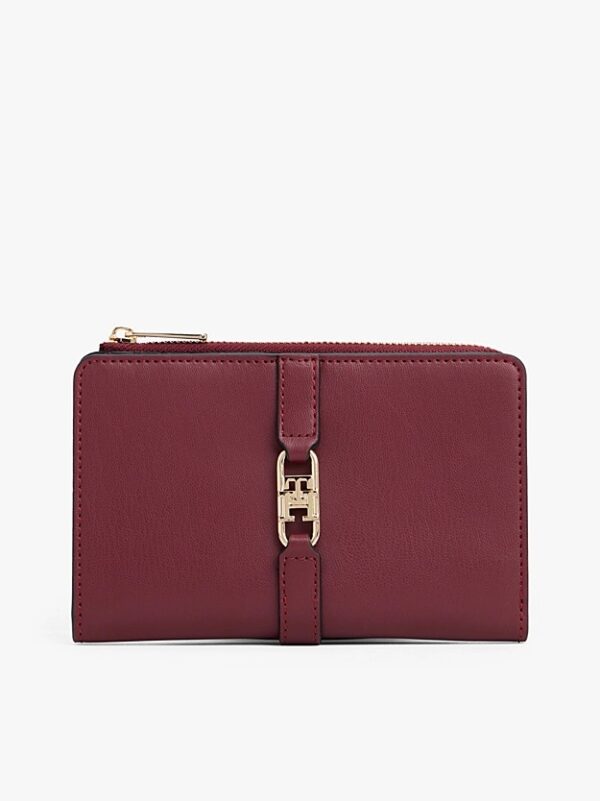 TOMMY HILFIGER TH Monogram Bifold Wallet in Burgundy with Box