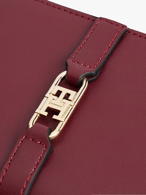 TOMMY HILFIGER TH Monogram Bifold Wallet in Burgundy with Box